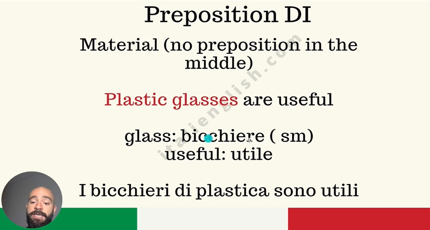screenshot taken from my italian course for english speakers. It's about the italian preposition "di"